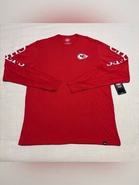 Mens ‘47 Brand Kansas City Chiefs Triple Threat Franklin Long Sleeve Tee | Large